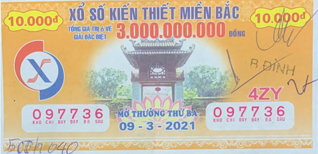 Hình ảnh vé trúng thưởng XSMB thứ 3