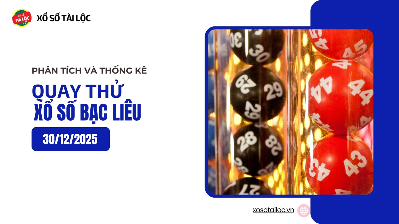 Quay thử XSBL 30/12 - Quay thử xổ số Bạc Liêu ngày 30/12/2025
