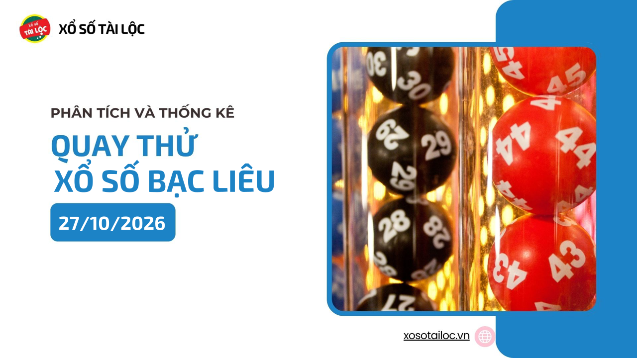 Quay thử XSBL 27/10 - Quay thử xổ số Bạc Liêu ngày 27/10/2026